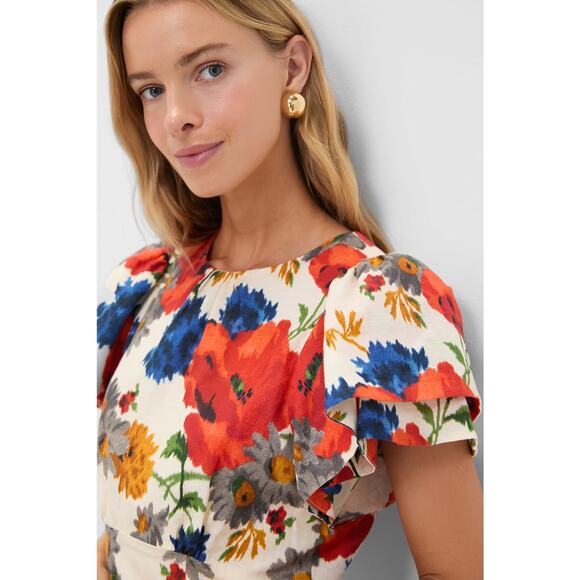 TUCKERNUCK Crimson Poppy Cotton Linen Elodie Dress Size 4 NWT - Picture 6 of 8